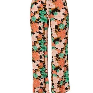 O'Neill Johnny Floral Allover Pants Woven Pull On Wide Leg Stretch Waist Small